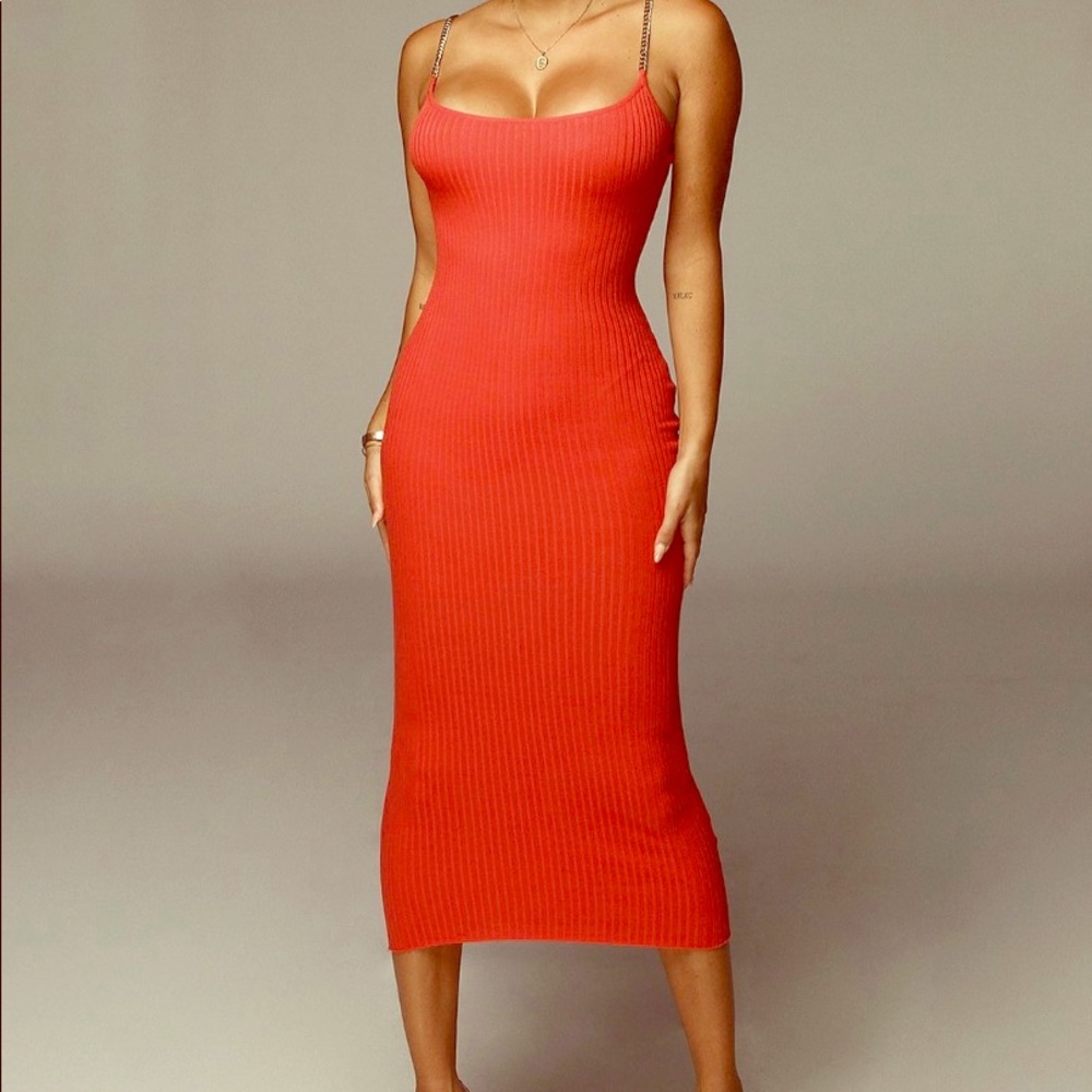 JLUXLABEL Coral Two Chains Dress